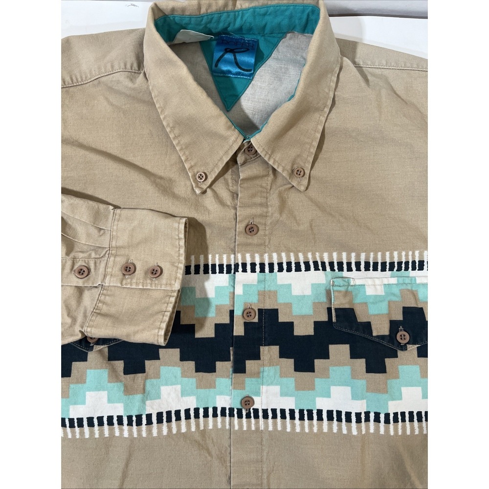 Vintage Roper Mens 2XL  Western Button Up Shirt MADE IN USA‎ Aztec Cowboy